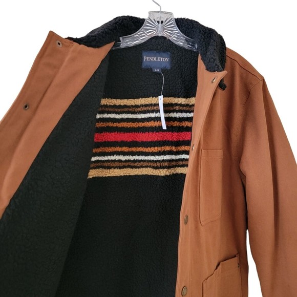 Pendleton Whiskey Brown Canvas Sherpa Lined Jacket Medium Western Workwear - Picture 6 of 6